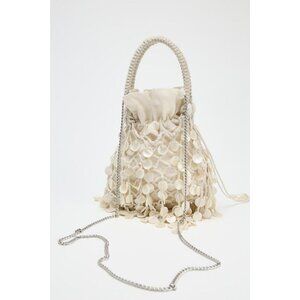ZARA PEARLESCENT APPLIQUÉ HANDBAG